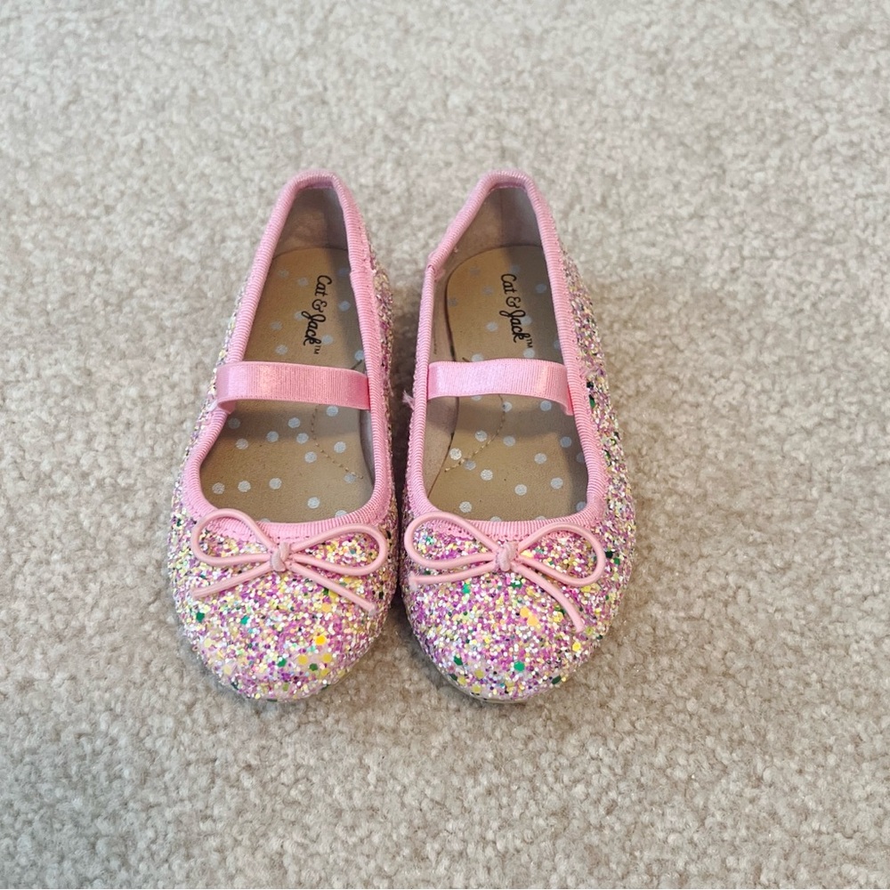 Toddler Girl’s Cat & Jack Pink Sparkle Ballet Flats size 7